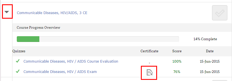 link to certificate